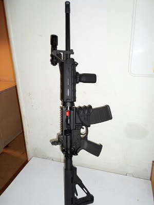 All Magpul furniture except the Mako mag well grip. Acid tactical 200 lumen light with strobe high and low beam setting.