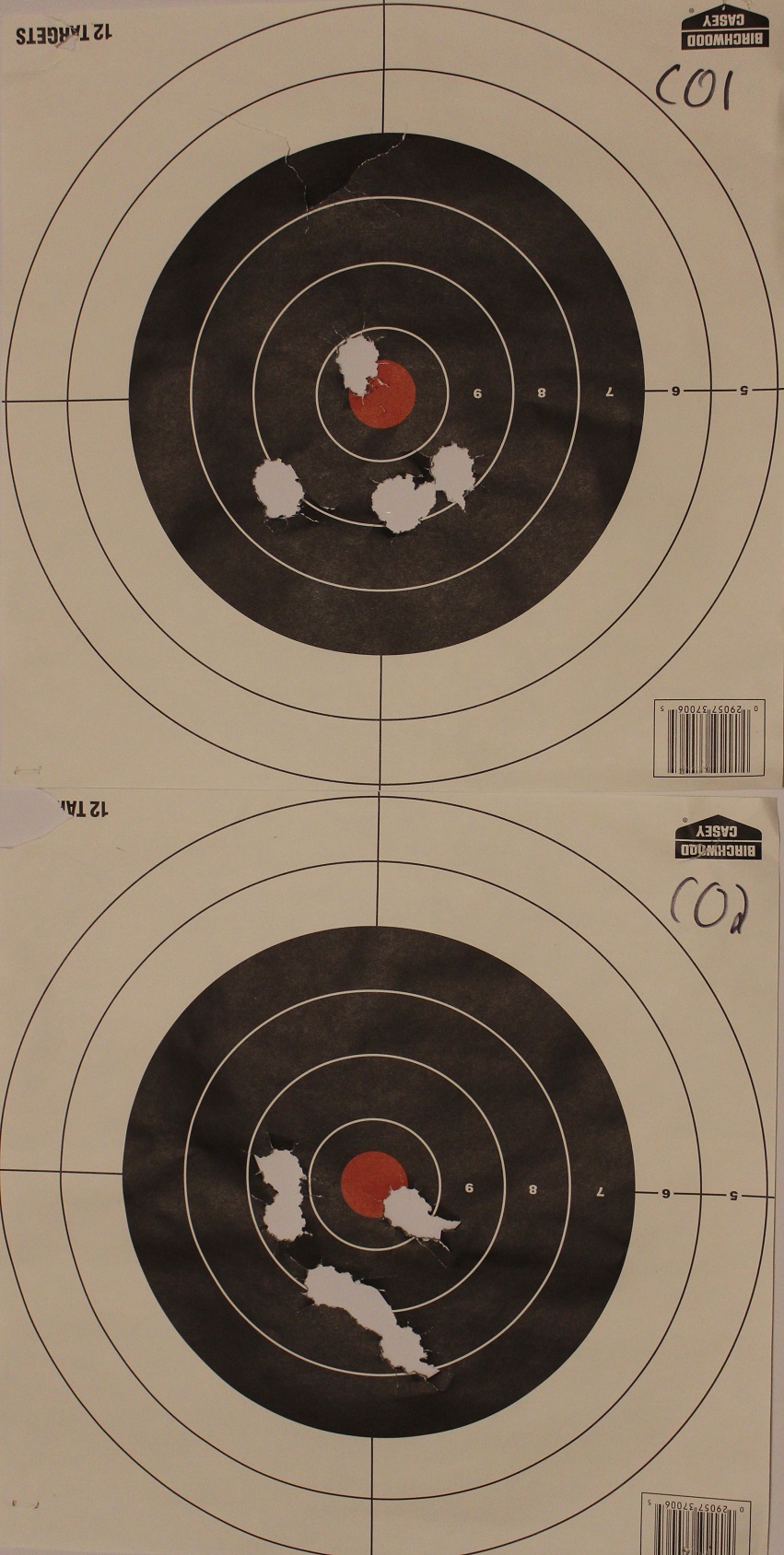 Herter's slugs through cylinder choke; 5 shots per target, 25 yards, pun accidental