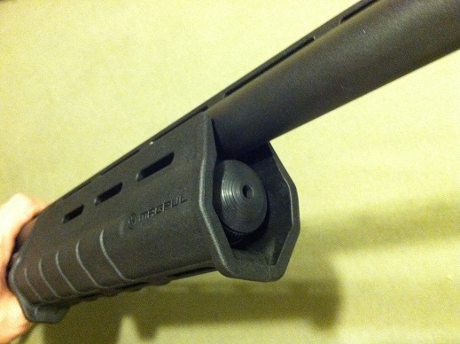 Here you can see how much of the mag cap is covered by the forend.